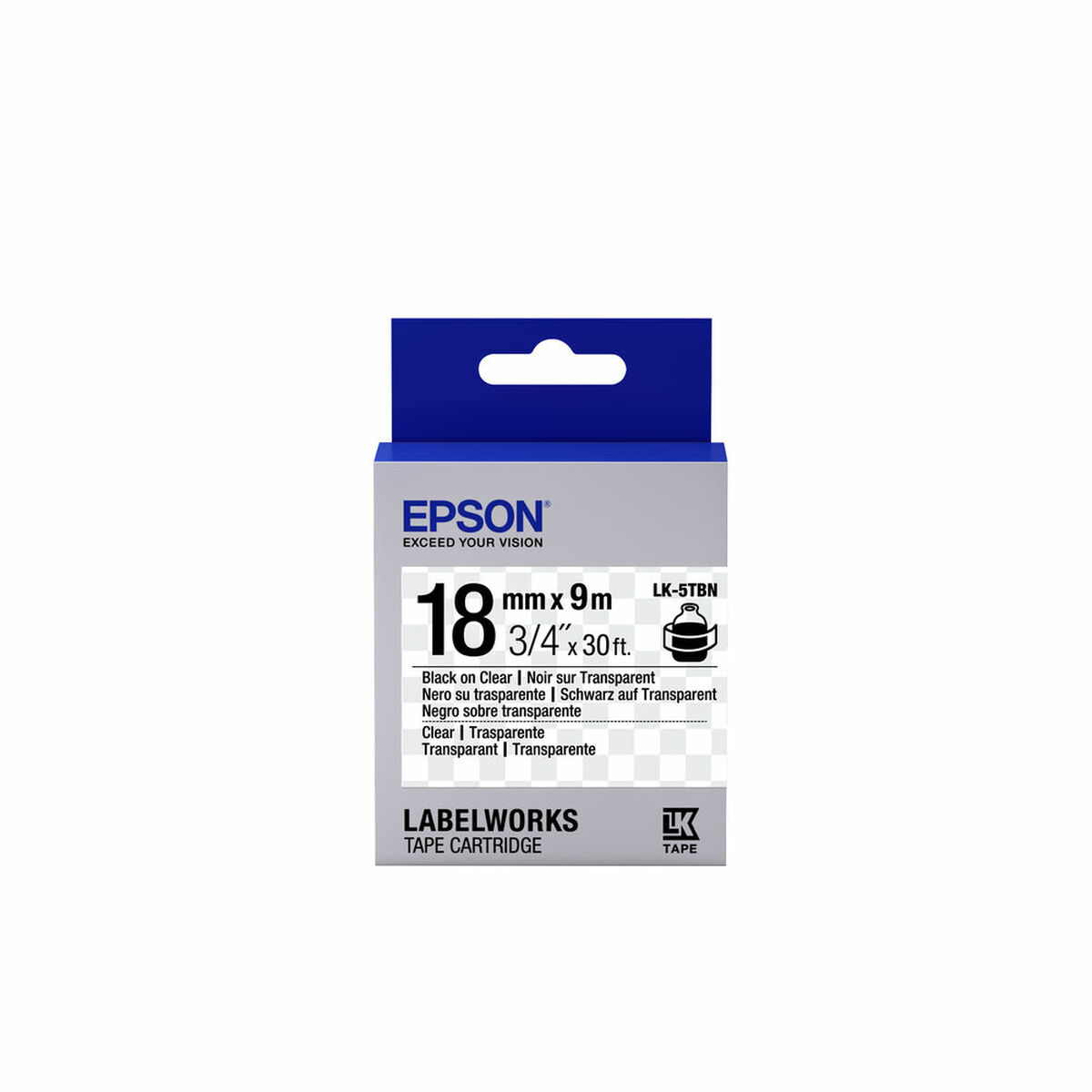 Kartric Epson LK-5TBN Label Cartridge Black/Transparent 18mm (9m) (C53S655008)