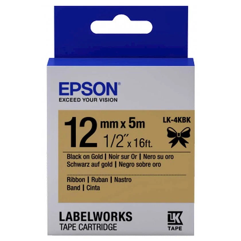 Kartric Epson LK-4KBK Satin Ribbon Gold/Black 12mm(5m) (C53S654001)