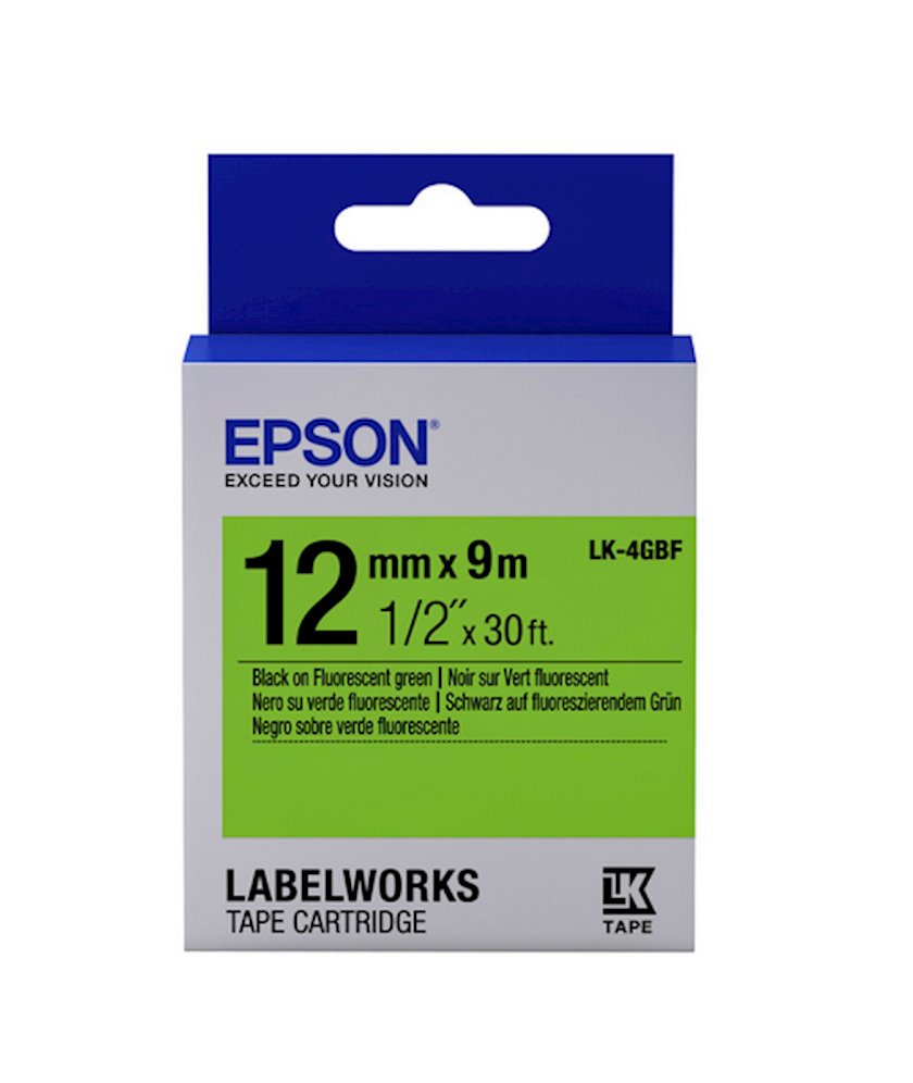 Kartric Epson LK4GBF Tape Fluor Black/Green 12/9 (C53S654018)