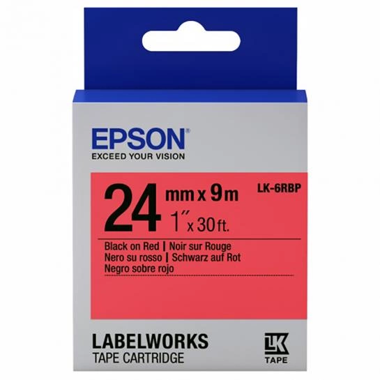 Kartric Epson LK-6RBP Label Cartridge Pastel Black/Red 24mm (9m) (C53S656004)